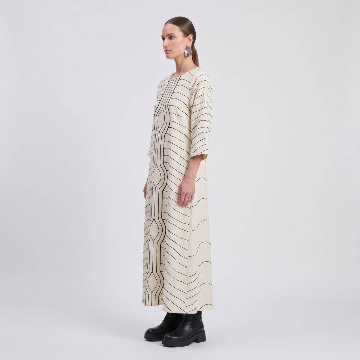 Abstract Line Midi Dress