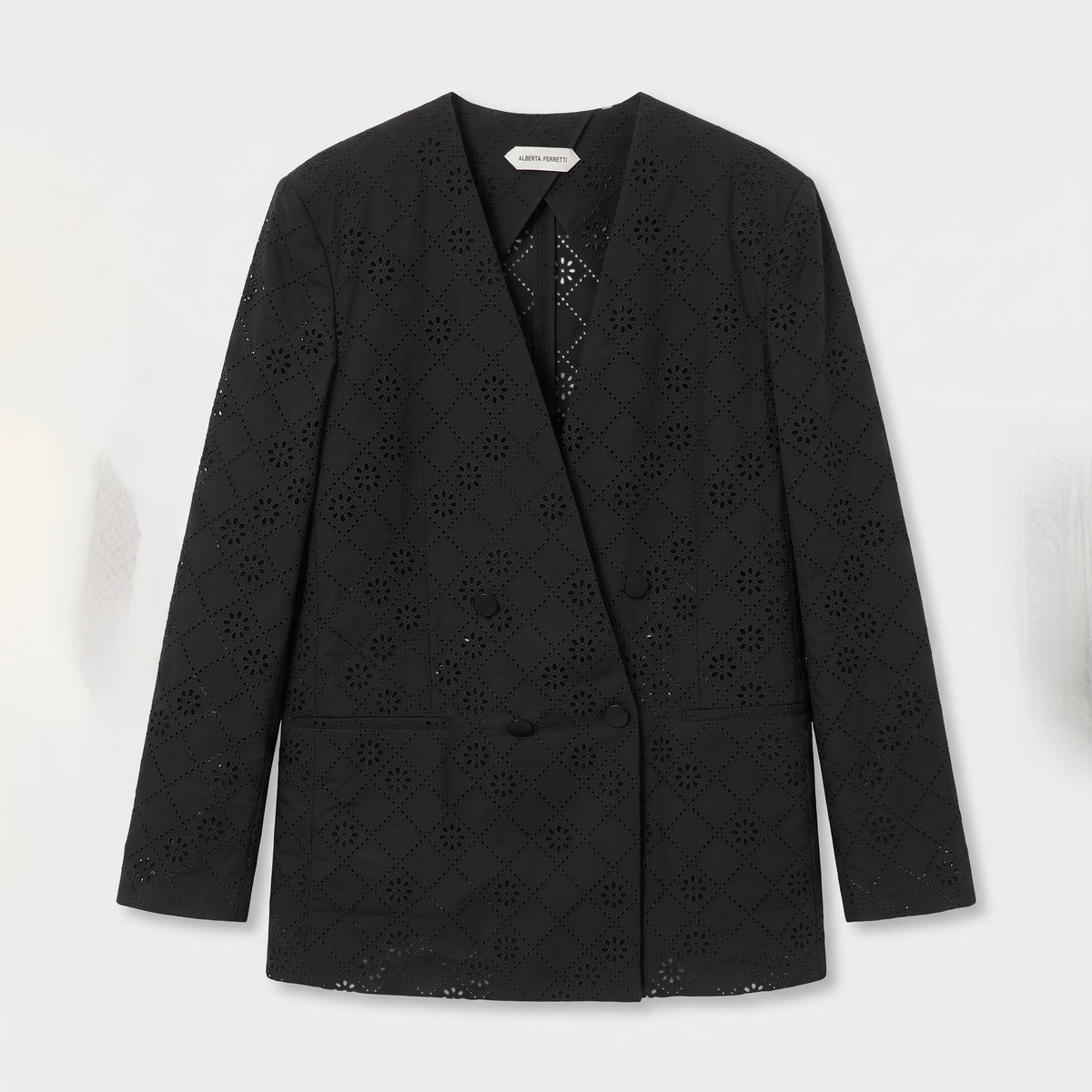 Elegant Eyelet Double Breasted Jacket