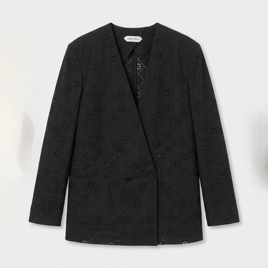 Elegant Eyelet Double Breasted Jacket