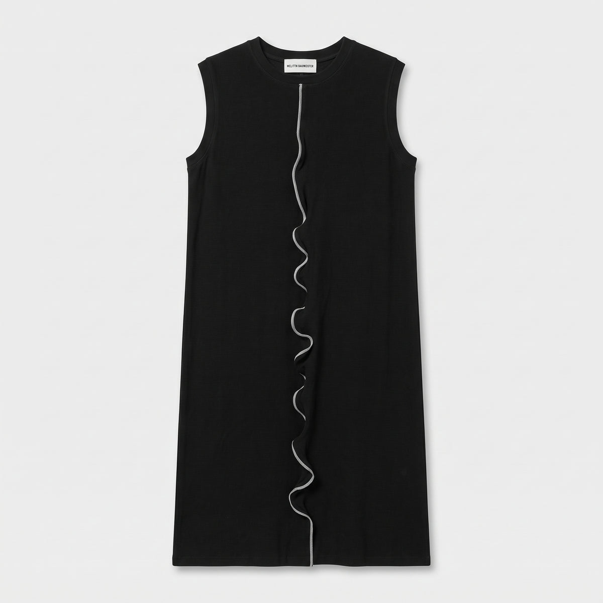 Black Ruffled Seam Dress