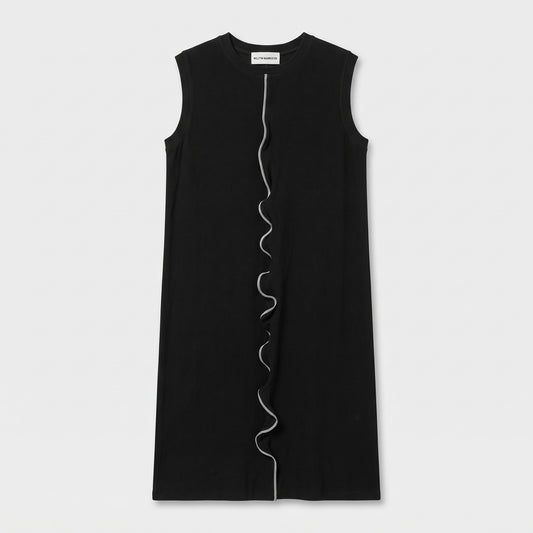 Black Ruffled Seam Dress