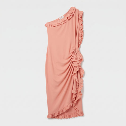 DRIES VAN NOTEN One-Shoulder Ruffled Midi Dress