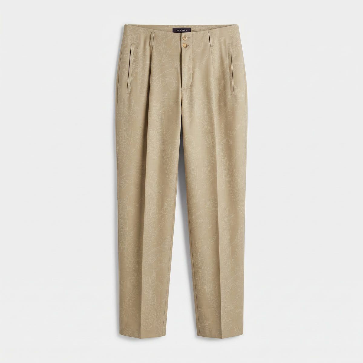 Tailored Paisley Beige Trousers
