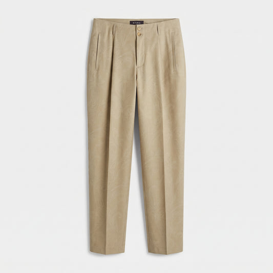 Tailored Paisley Beige Trousers