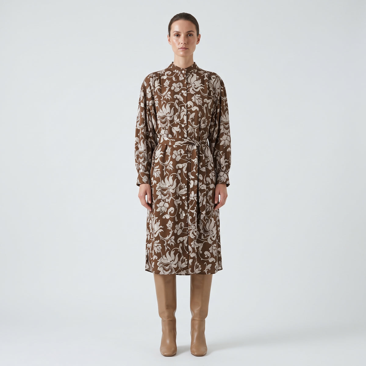 French Lily Printed Shirt Dress