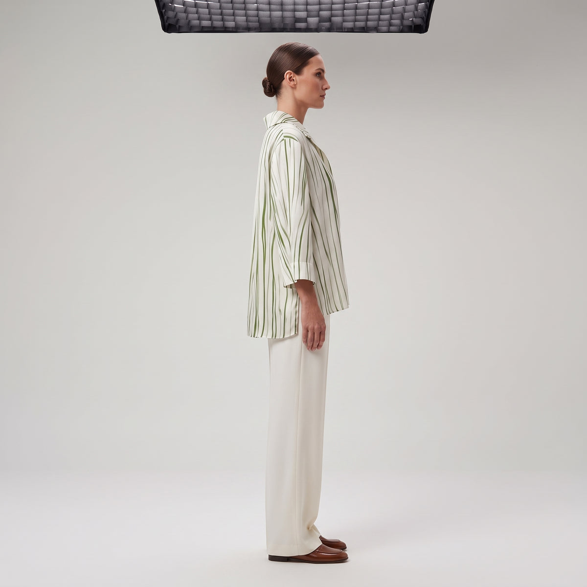 Striped Off-White Green Blouse