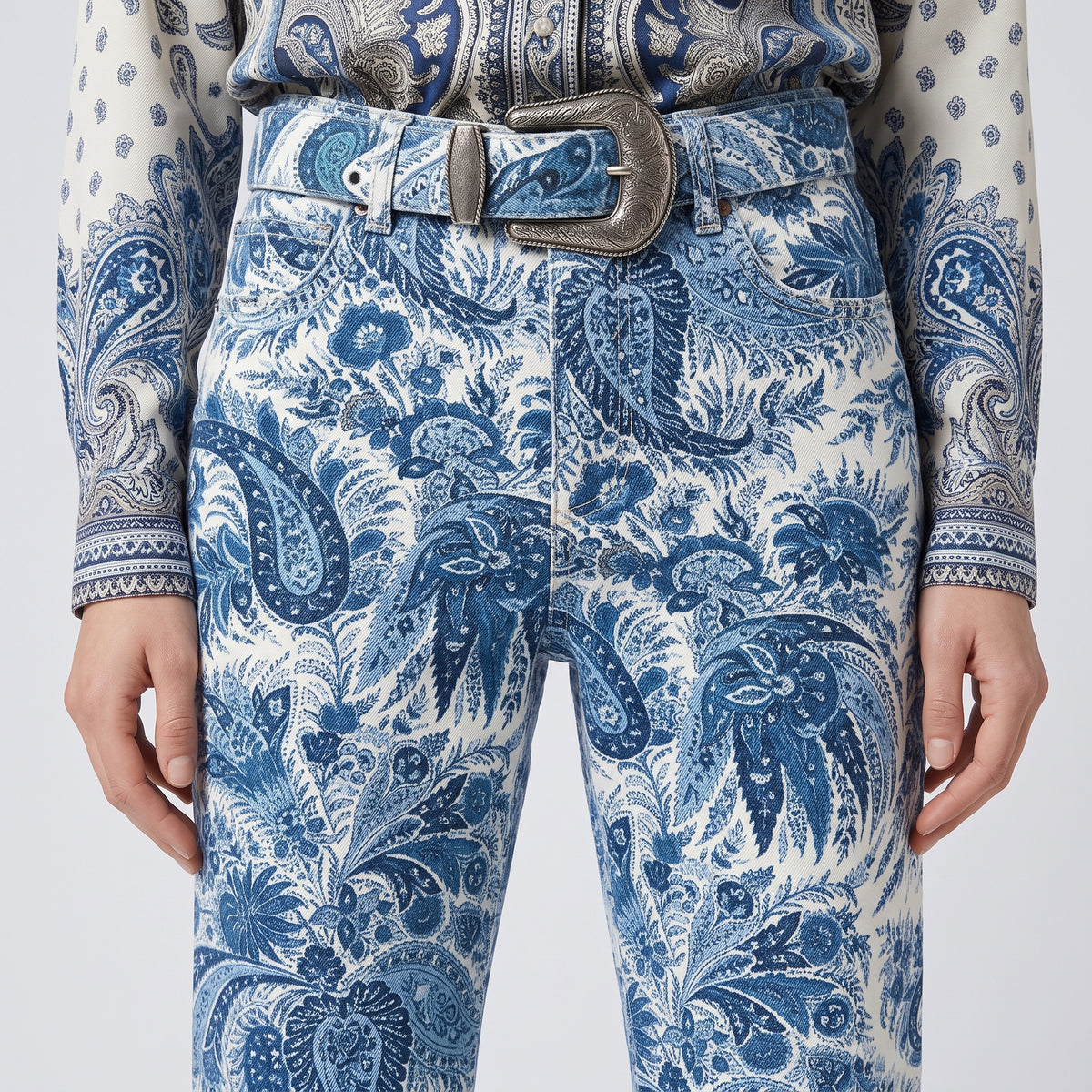 ETRO Paisley Print Denim Jeans - view 2