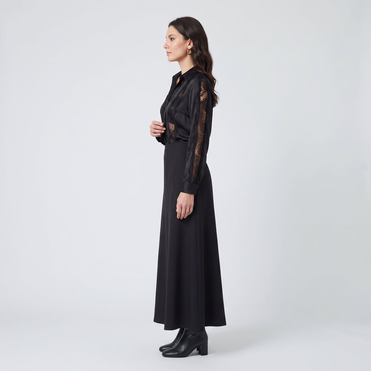 ALBERTA FERRETTI Classic Grey Midi A-Line Skirt - view 4