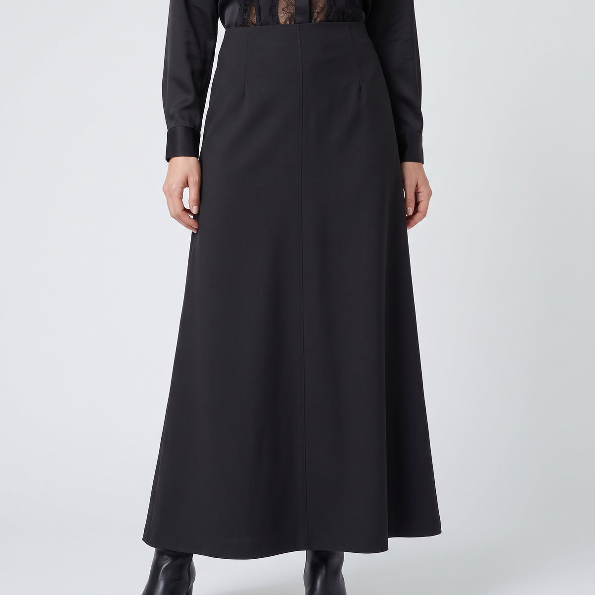 ALBERTA FERRETTI Classic Grey Midi A-Line Skirt - view 2