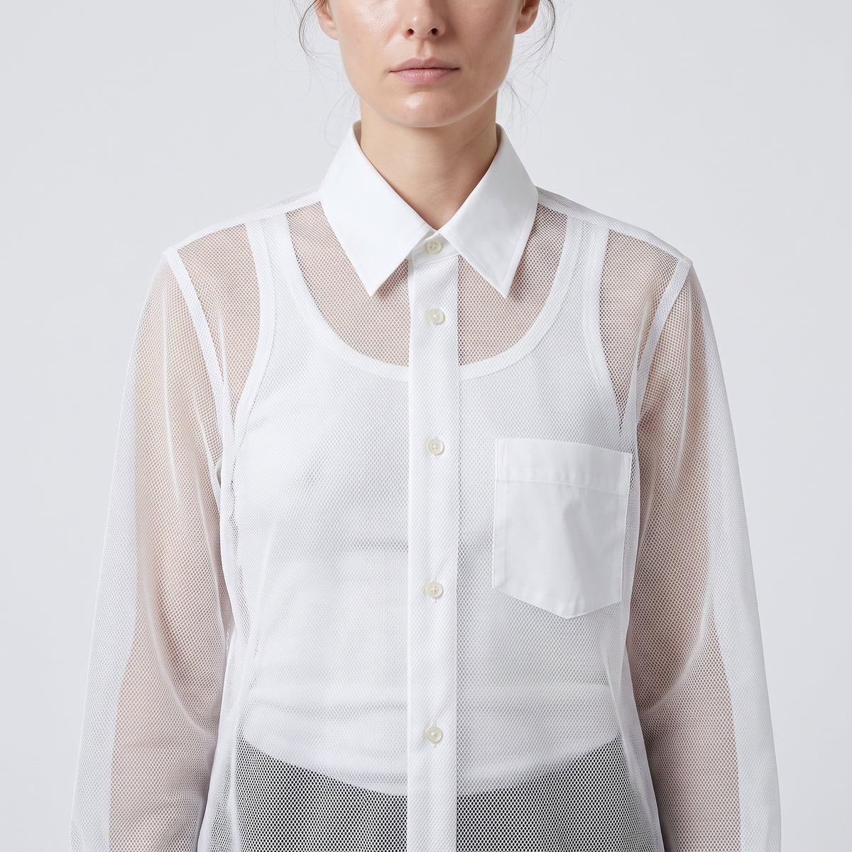 COMME DES GARCONS Sheer Mesh Paneled Shirt - view 2