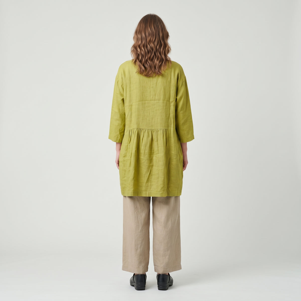 ESKANDAR Gold Green Linen Tunic Shirt - view 5