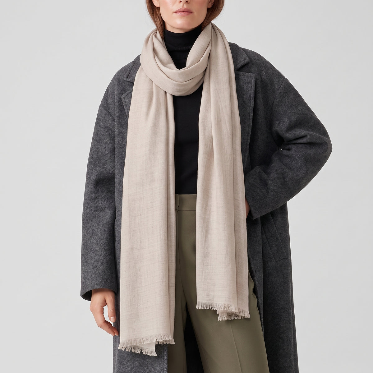 ASHTA Elegant Fringed Linen Scarf - view 5