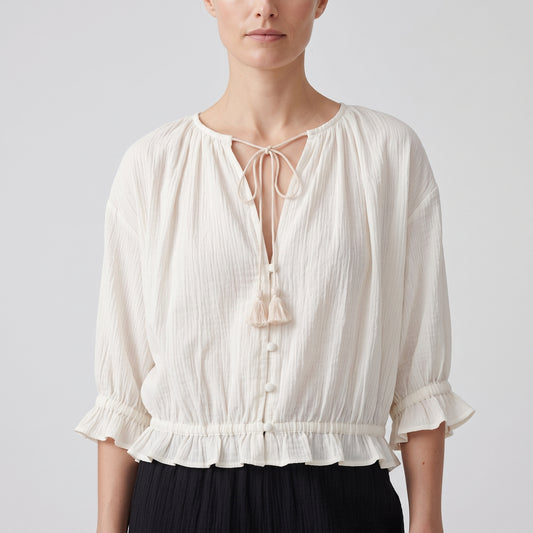 Perla Plissé Ruffled Blouse