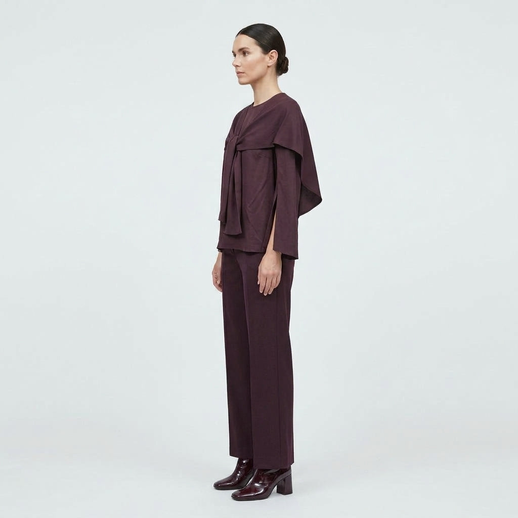 NATAN Draped Tie Accent Cape Blouse - view 3