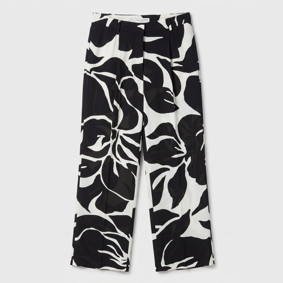 Monochrome Floral Wide Leg Trousers