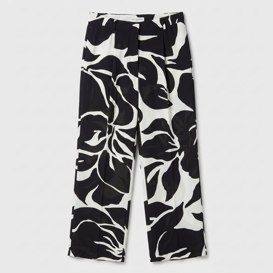 Monochrome Floral Wide Leg Trousers