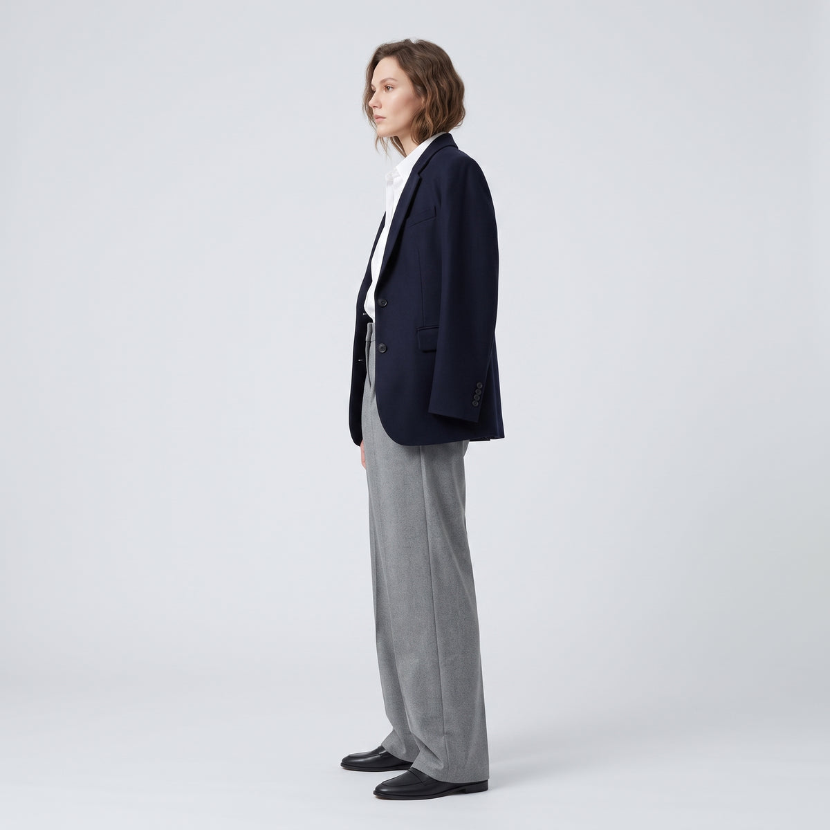DUSAN Silver Grey Pleated Trousers - view 4
