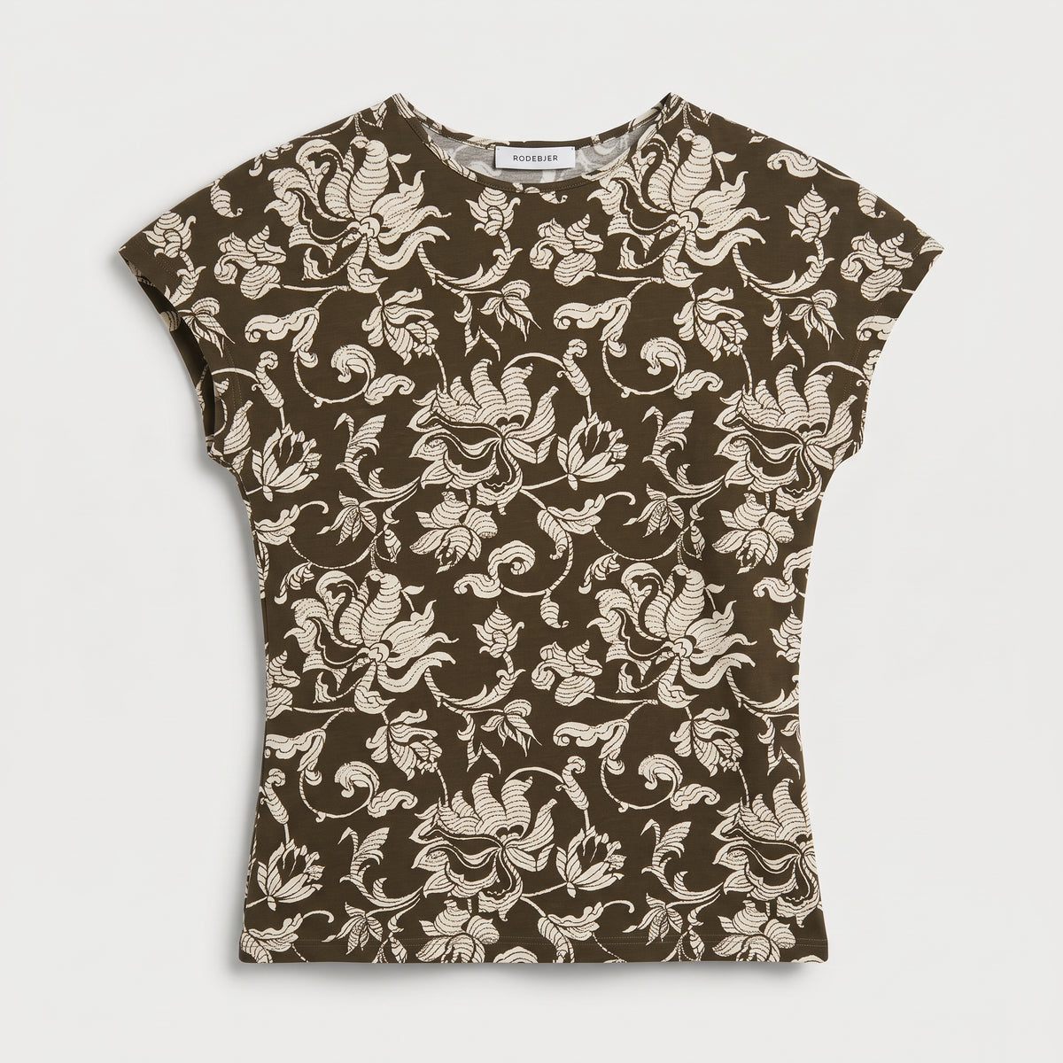 French Lily Floral Cap-Sleeve Top
