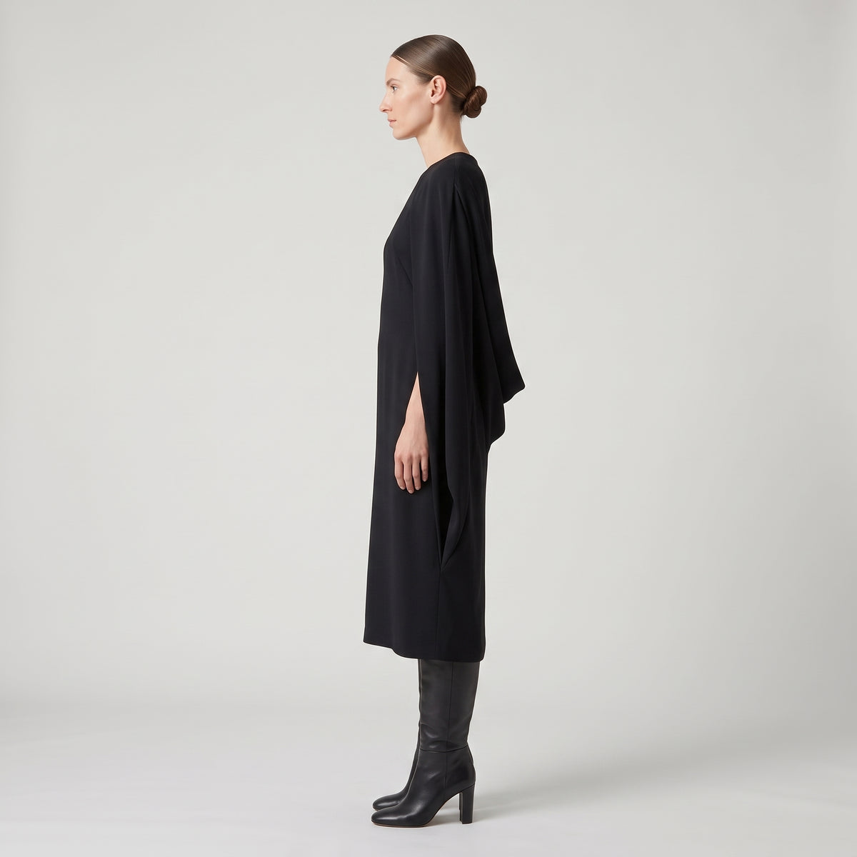 ALBERTA FERRETTI Elegant Black Cape Shift Dress - view 4