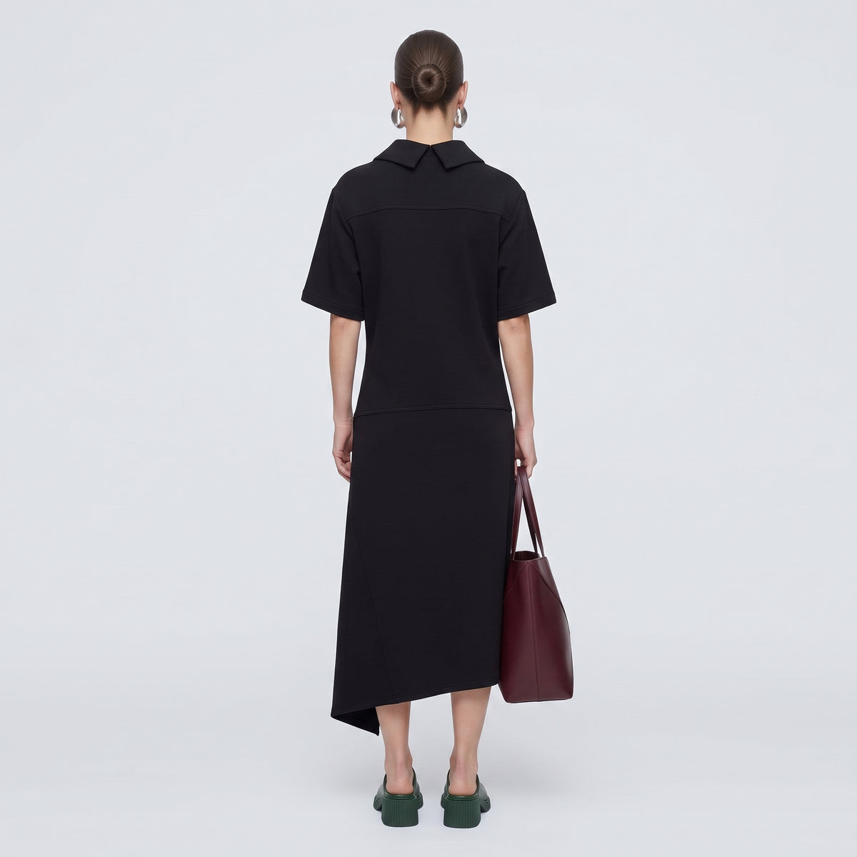 Polo Collar Asymmetric Dress