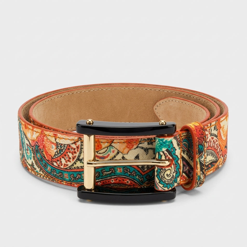 ETRO Multicolor Paisley Pattern Belt