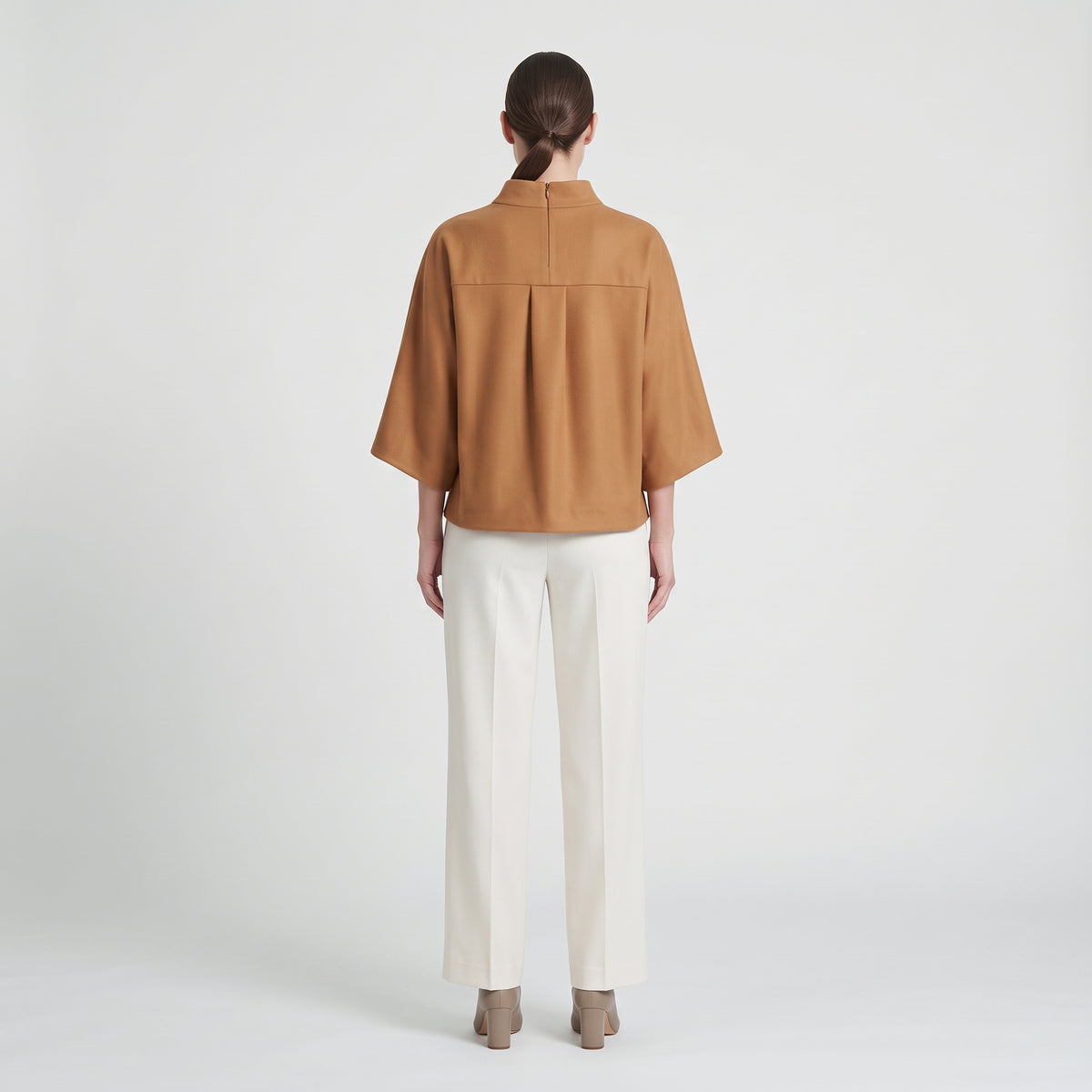 NATAN Elegant Camel Funnel Neck Top - view 4