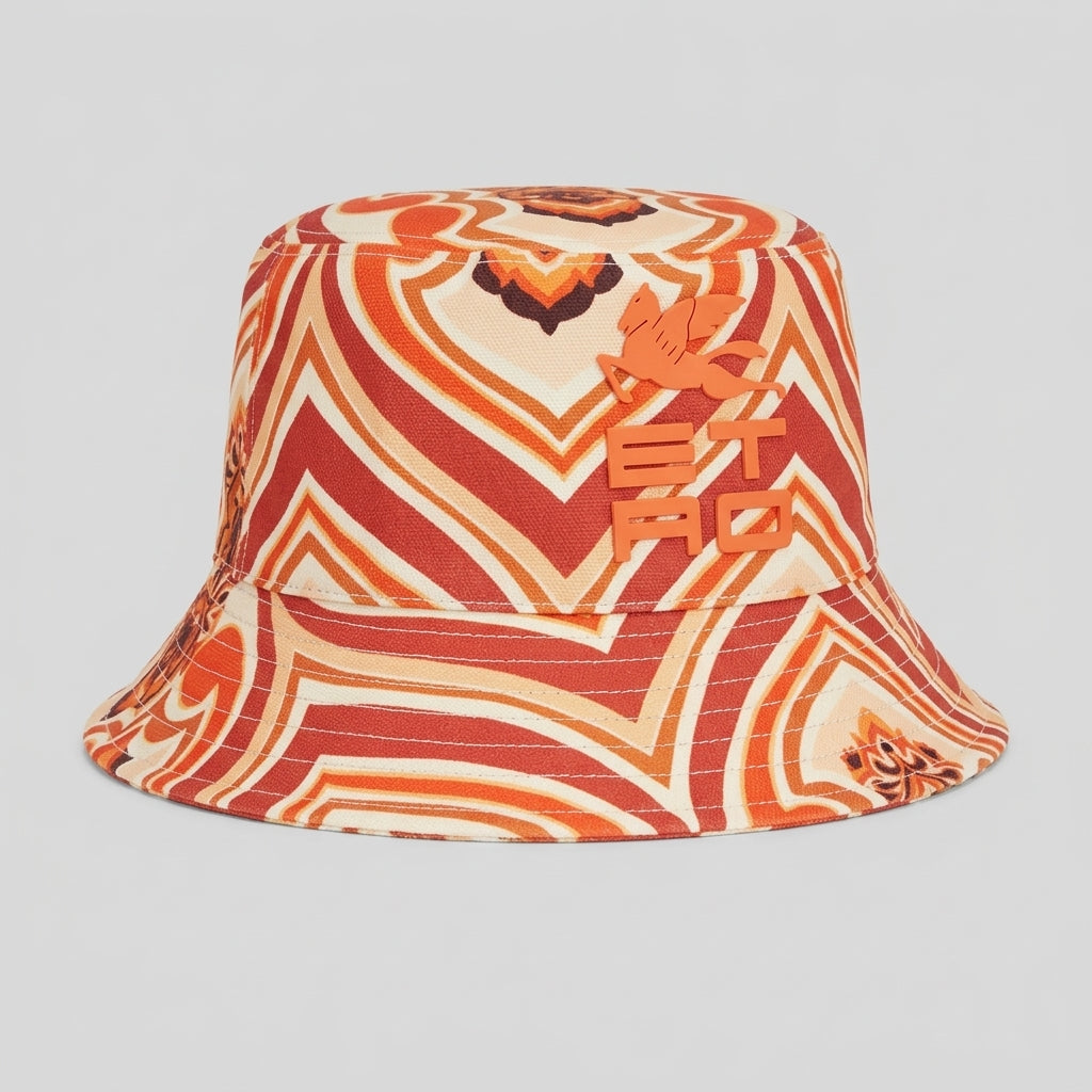 Geometric Orange Bucket Hat