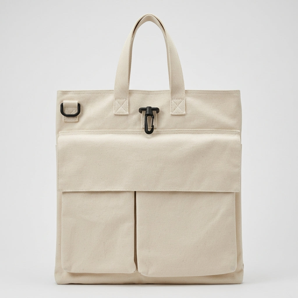 CDG SHIRT Ecru Canvas Utility Tote Bag