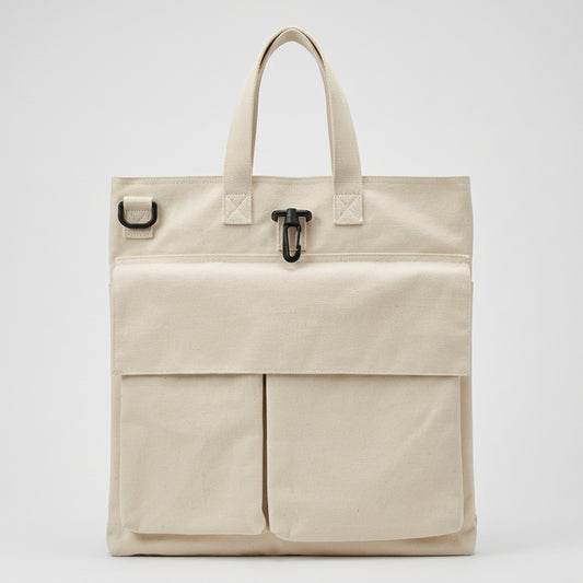 CDG SHIRT Ecru Canvas Utility Tote Bag