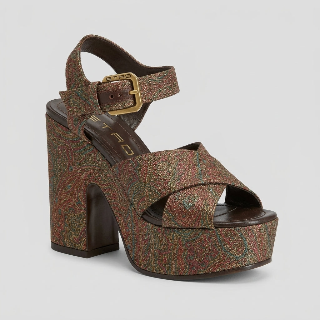 Paisley Jacquard Platform Sandals
