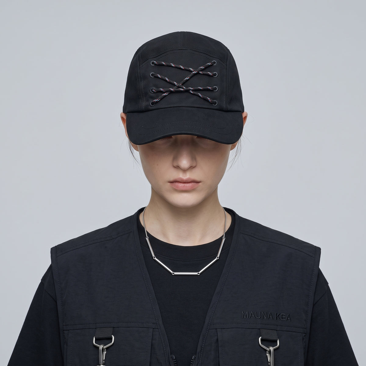 Lace-Up Detail Black Cap