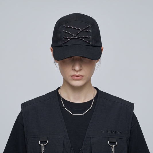MAUNA KEA Lace-Up Detail Black Cap - view 2