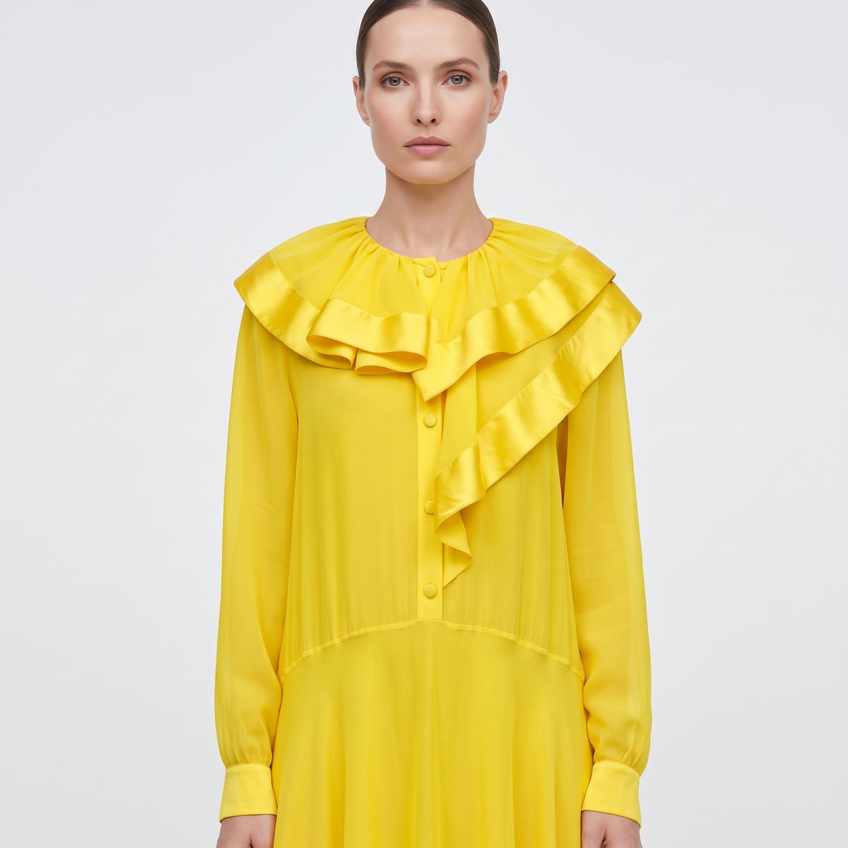 Ruffled Yellow Midi Dress