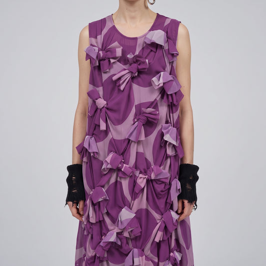 COMME DES GARCONS Purple Bow Embellished Shift Dress - view 2