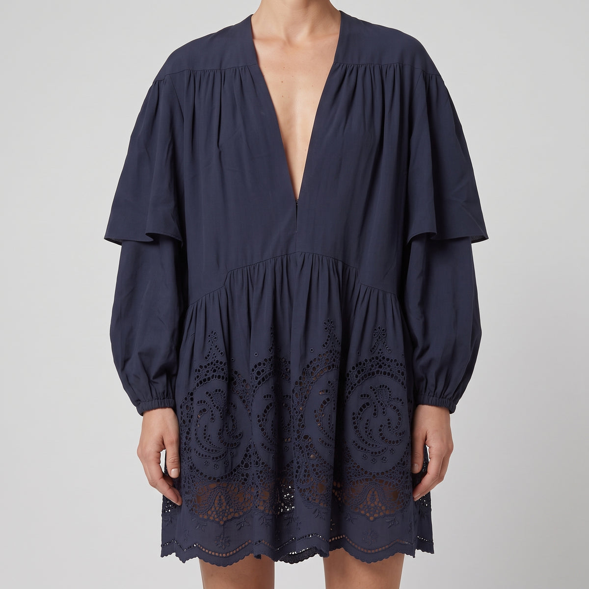 STELLA MCCARTNEY Navy Broderie Anglaise V-Neck Tunic - view 2