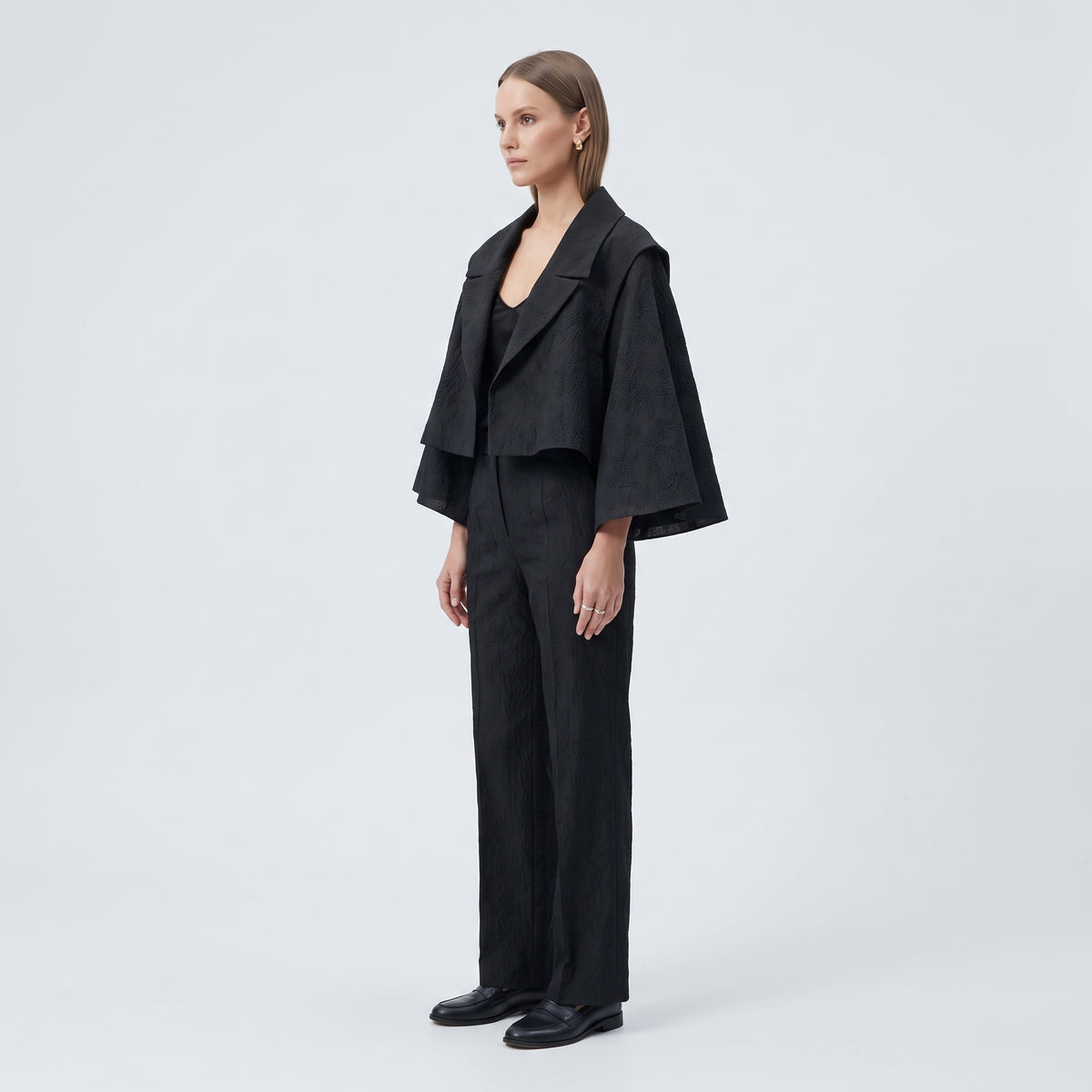 MIIN Cropped Textured Jacquard Jacket - view 4