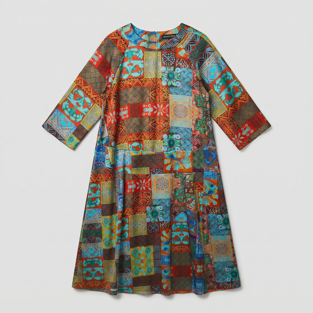 RIANNA NINA Patchwork Print Midi Dress
