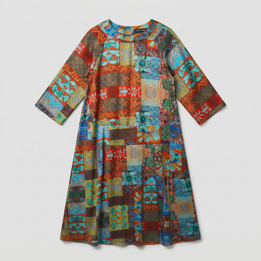 RIANNA NINA Patchwork Print Midi Dress