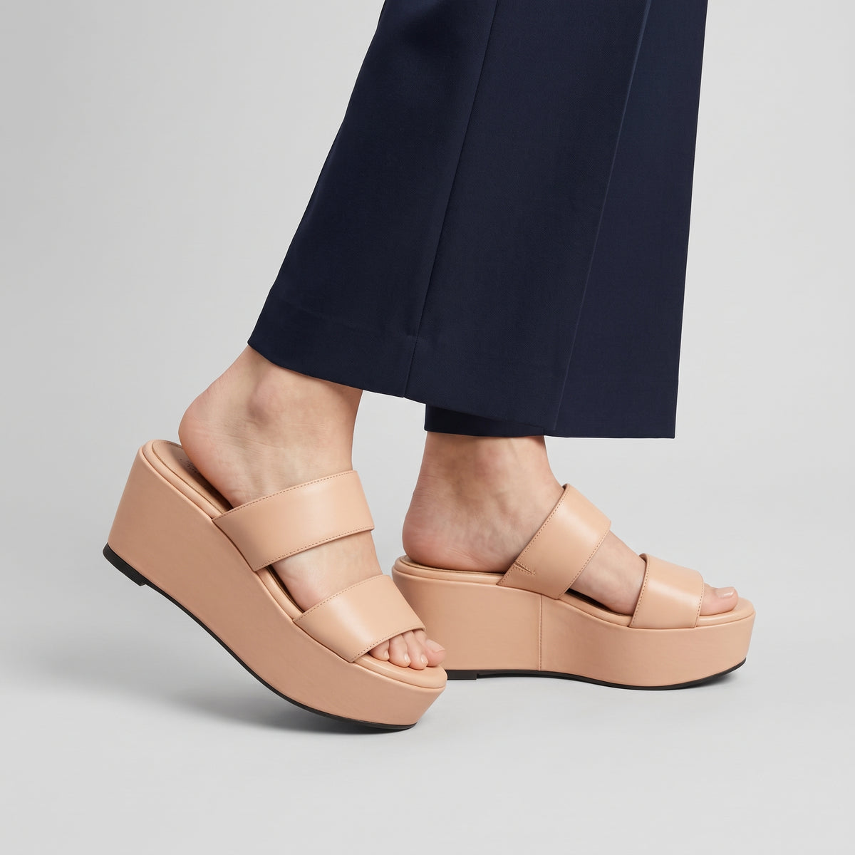 Pink Leather Platform Sandals