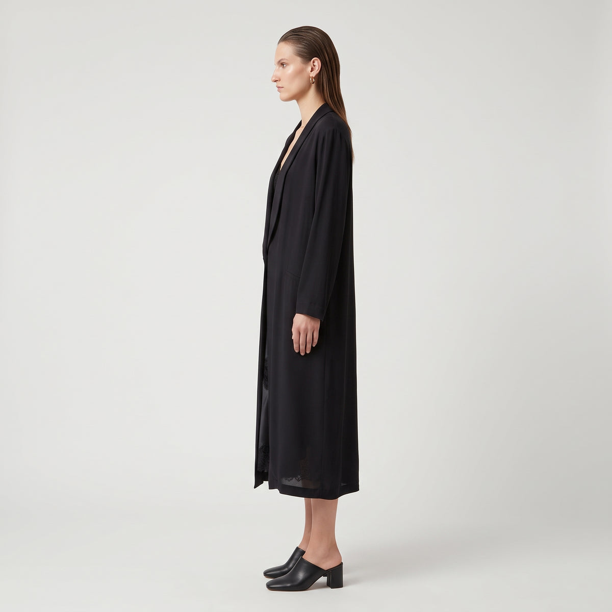 ALBERTA FERRETTI Elegant Longline Shawl Collar Jacket - view 4