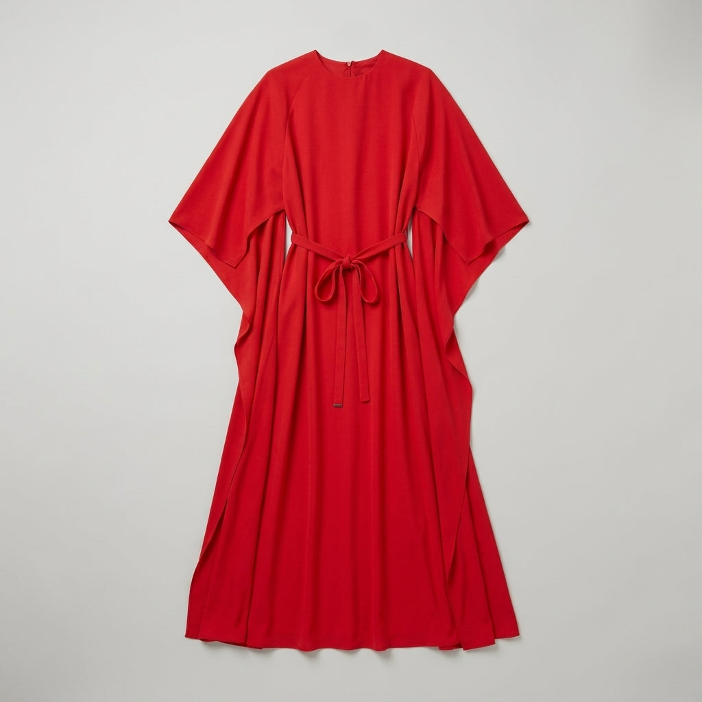 NATAN Elegant Red Belted Kaftan Dress