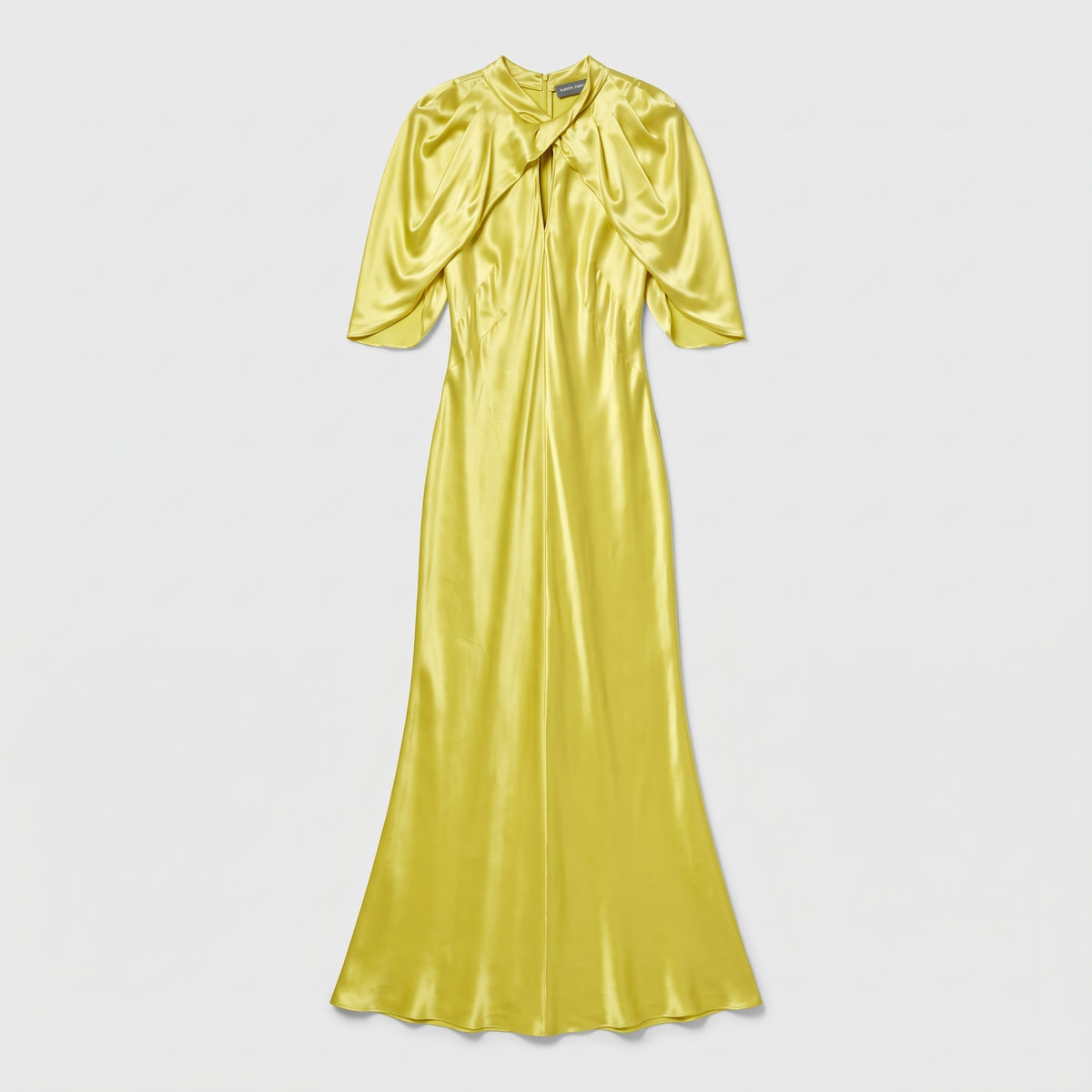 Draped Yellow Satin Maxi Dress