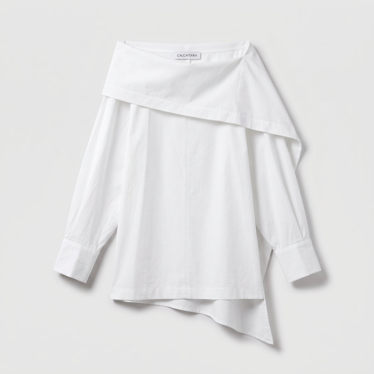 CALCATERRA Asymmetric Off-the-Shoulder Cotton Shirt