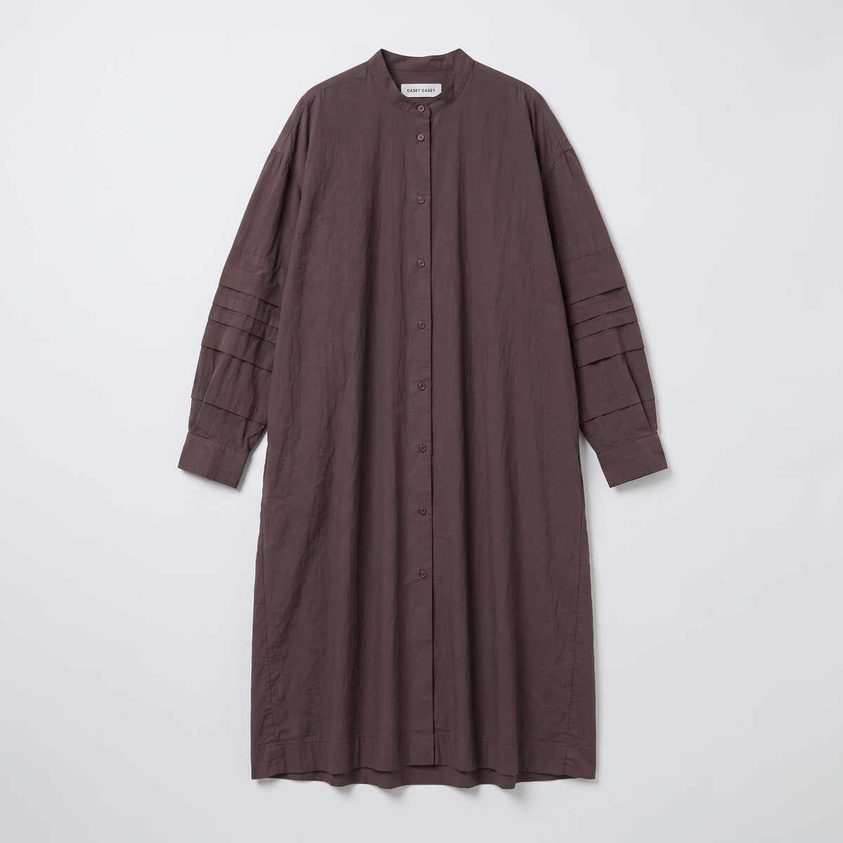 Pleated Sleeve Wine Shirt Dress