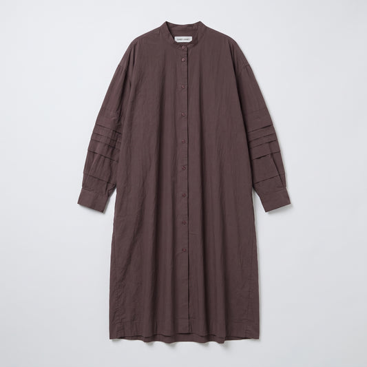 Pleated Sleeve Wine Shirt Dress