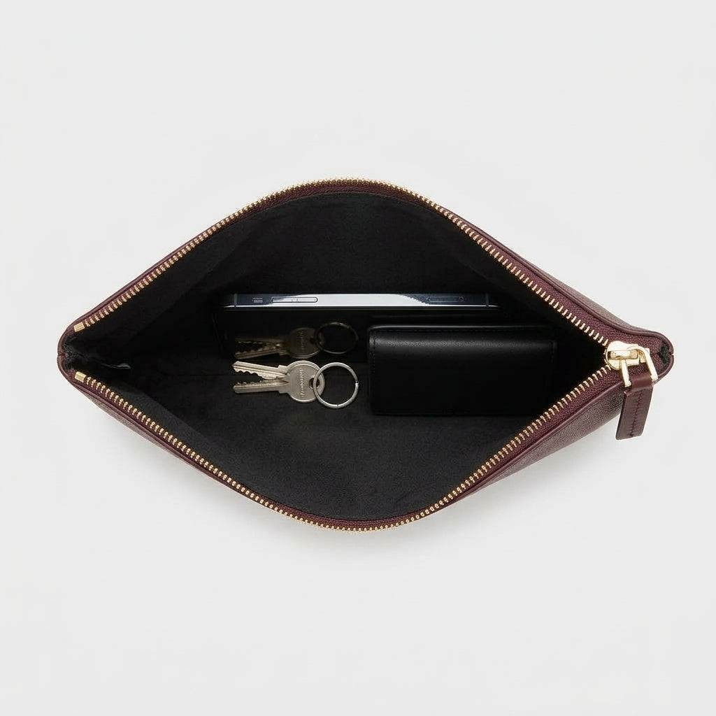 PLAN C Burgundy Leather Clutch Bag - view 5