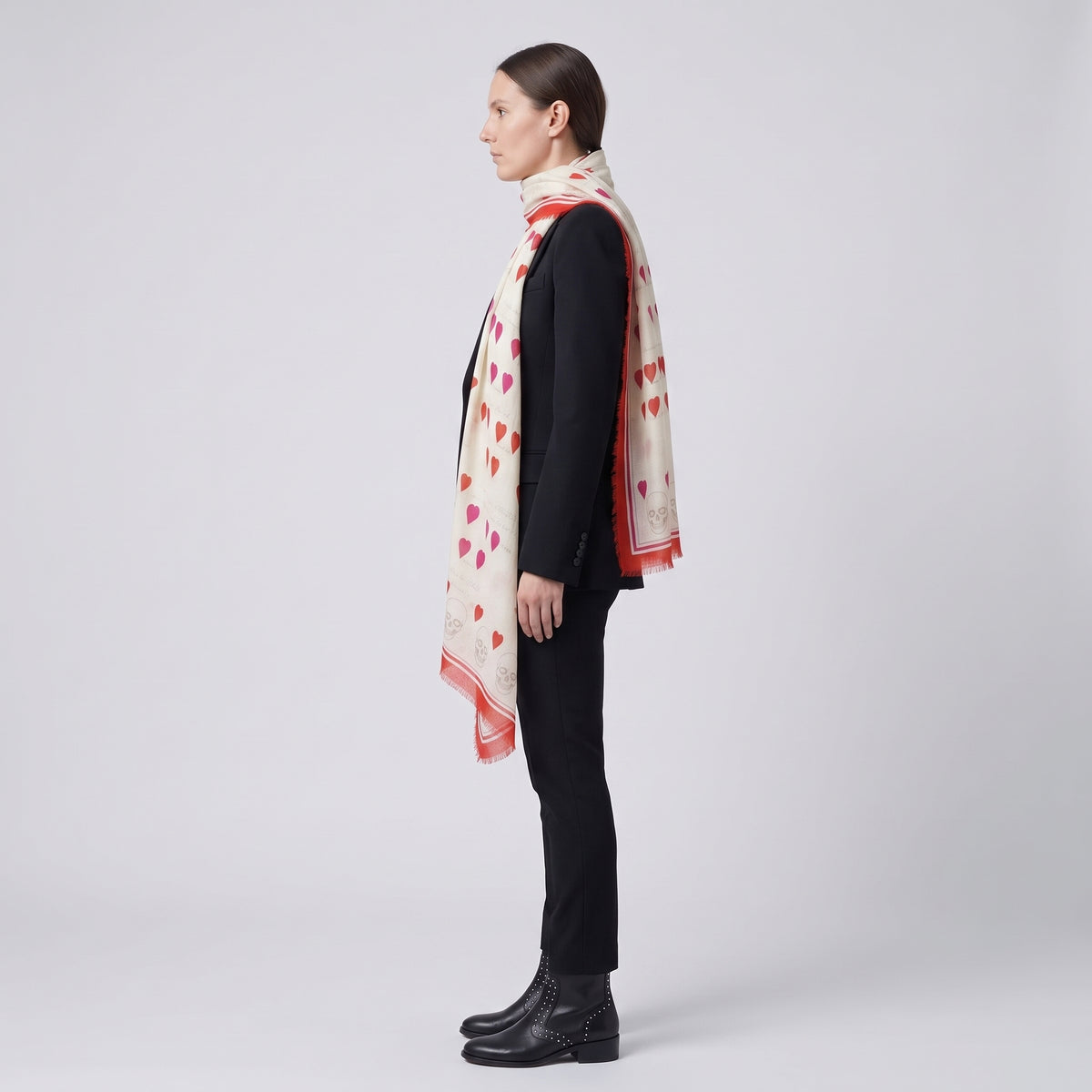ALEXANDER MCQUEEN Heart Skull Print Scarf - view 4
