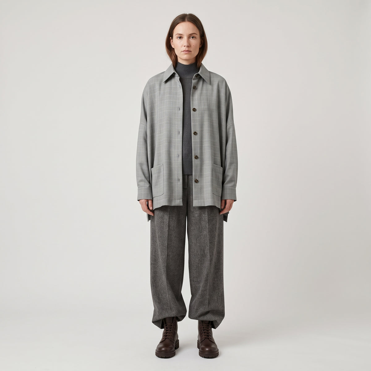 Oversized Grey Plaid Jacket