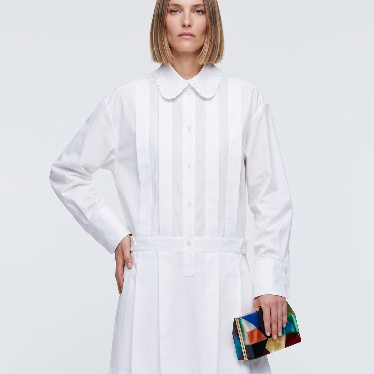 PLAN C White Pleated Cotton Jumpsuit - view 2