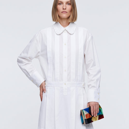 PLAN C White Pleated Cotton Jumpsuit - view 2